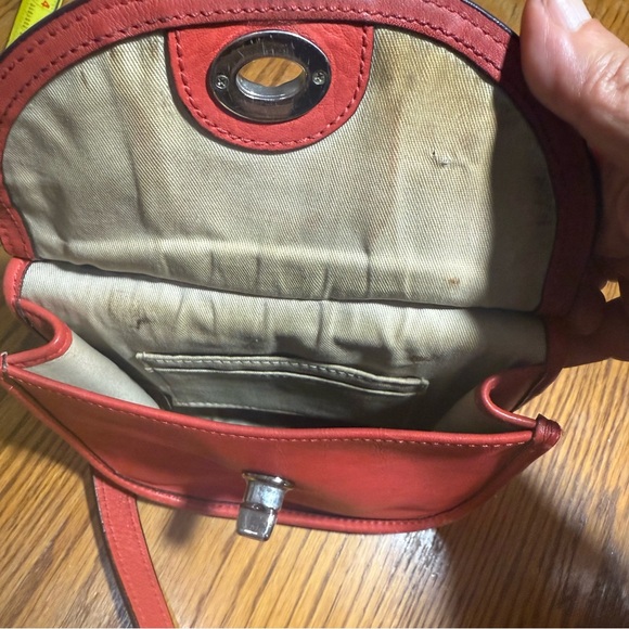 Coach The Legacy Mini Saddle Bag Coral Red Crossbody Silver Hardware Turnlock - Picture 6 of 11